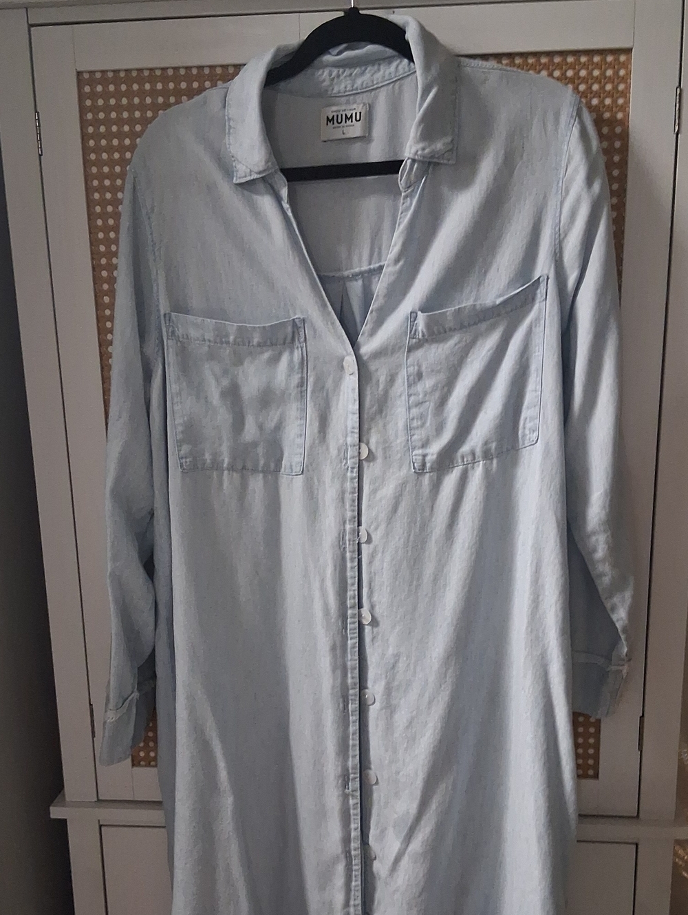 Show Me Your MuMu Pale Blue Button-Down Denim Shirt